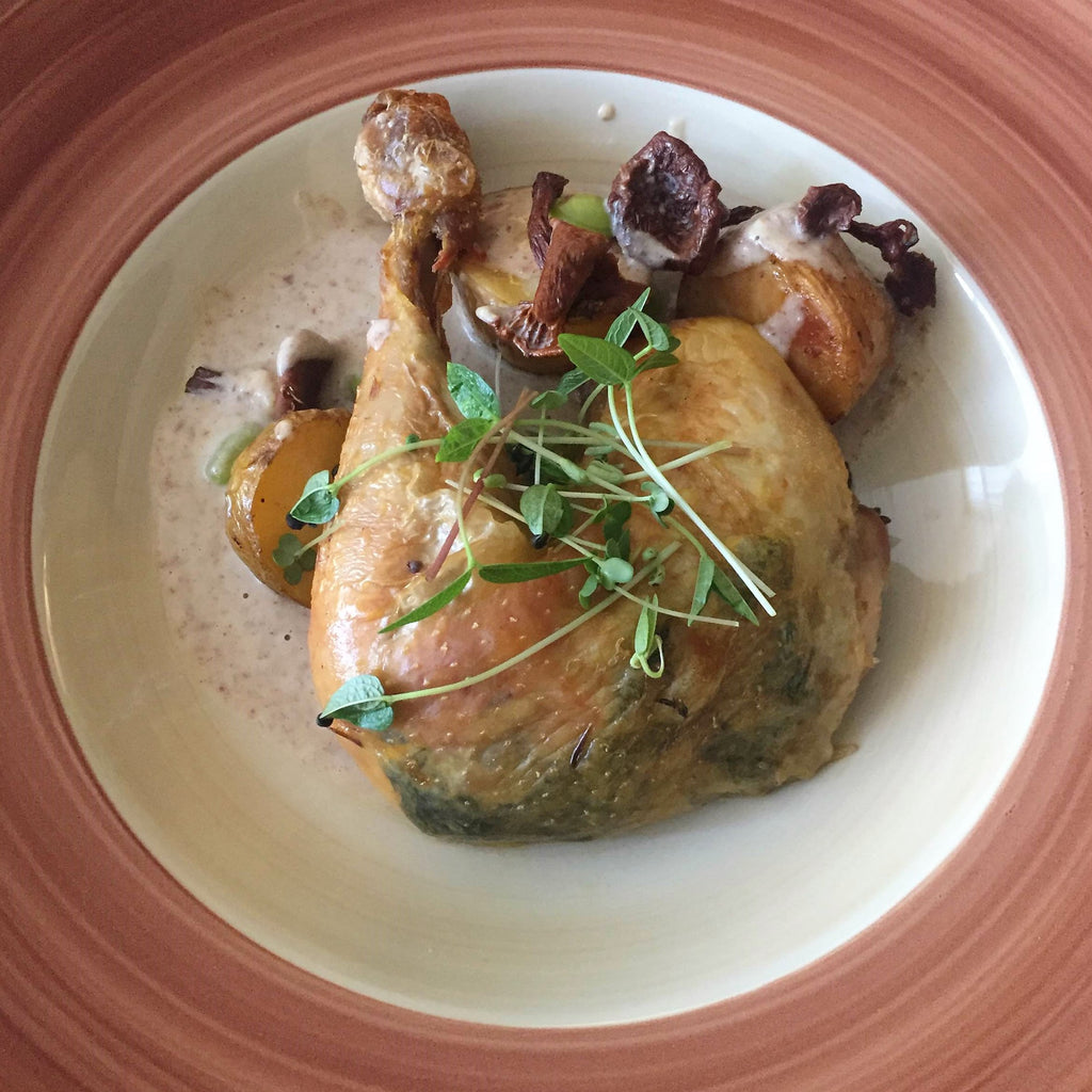 Lemon-Thyme Roast Chicken, Creamy Chanterelle Sauce