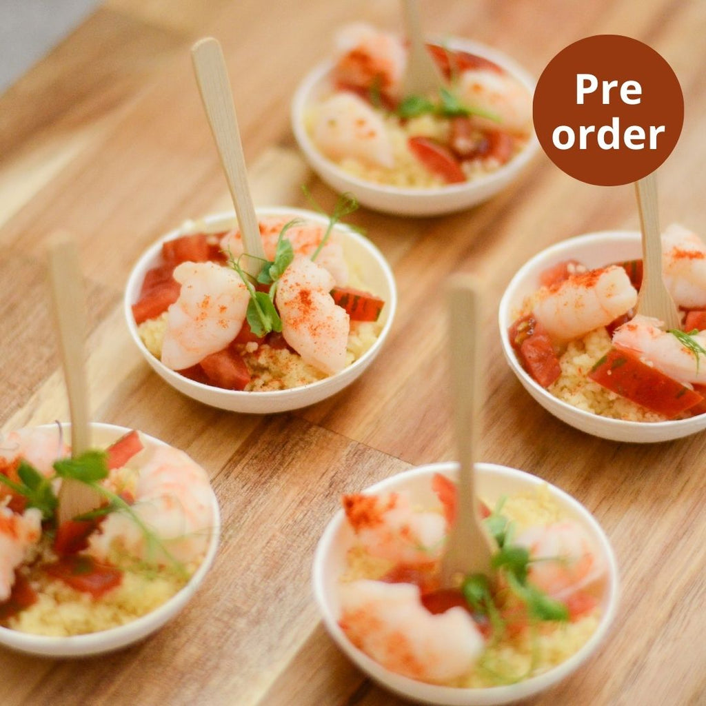 Mini glasses moroccan prawns, Maison Duffour, Dubai, UAE