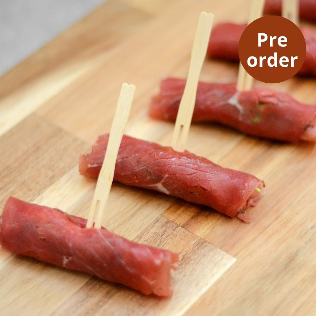 Skewers bresaola and truffled cream cheese, Maison Duffour, Dubai, UAE