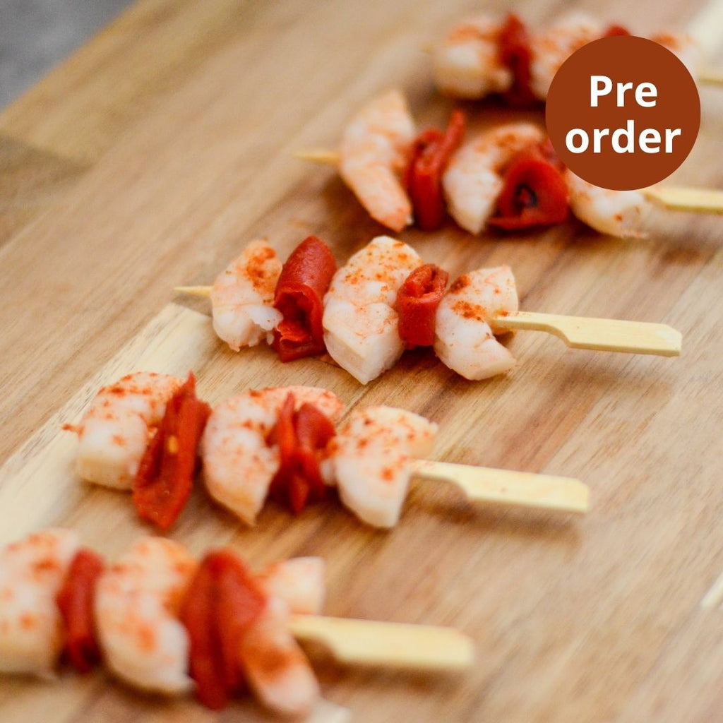 Skewers tiger prawn, Maison Duffour, Dubai, UAE