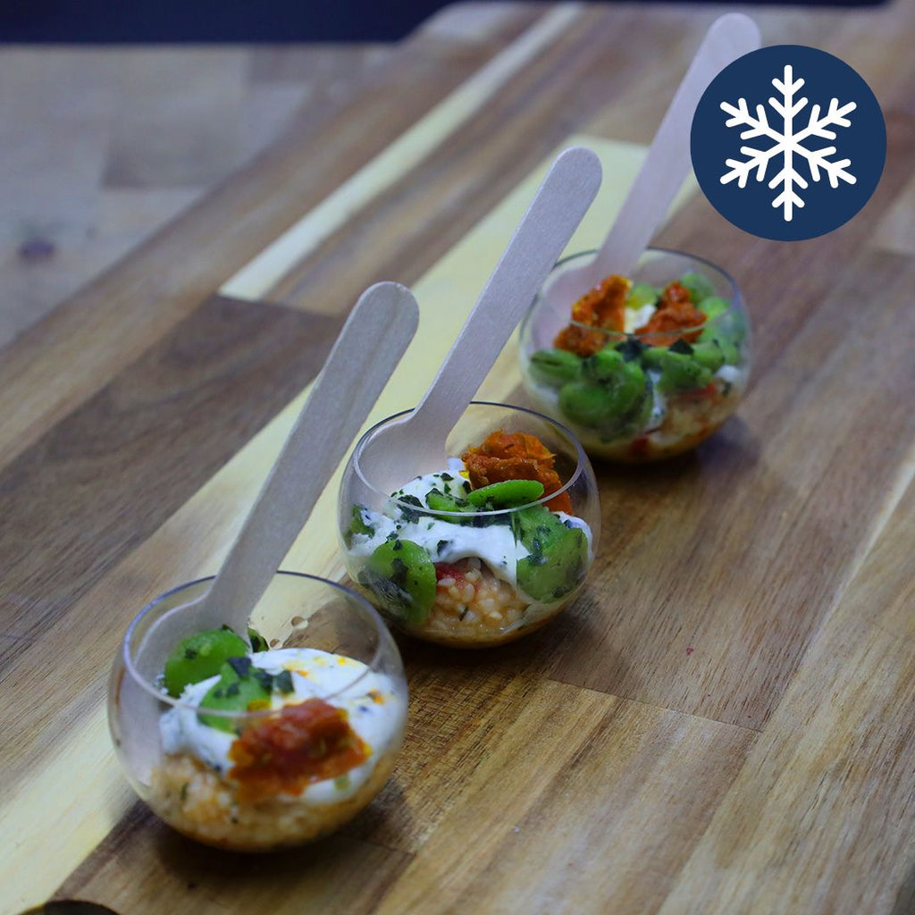 Mediterranean mini glass with bulgur, tomato confit and ricotta, canapes, catering, Maison Duffour, DUbai, UAE