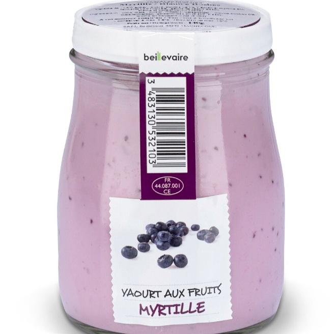 blueberry old-fashioned yogurt is made from whole milk, and is stirred, smooth. 